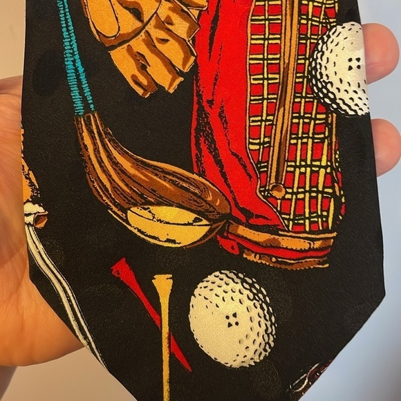 Addiction Vintage Silk Golf Necktie Tie Golf Ball Bag Tee Club Made in Korea - Picture 16 of 16